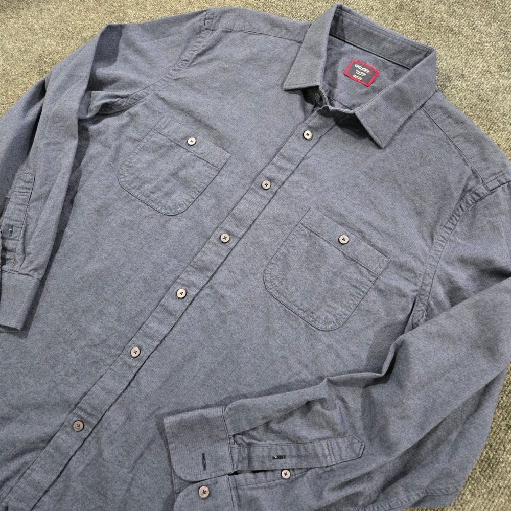 UNTUCKit Hemsworth-Blue Herringbone Shirt Mens XXL Regular Fit Cotton 41234